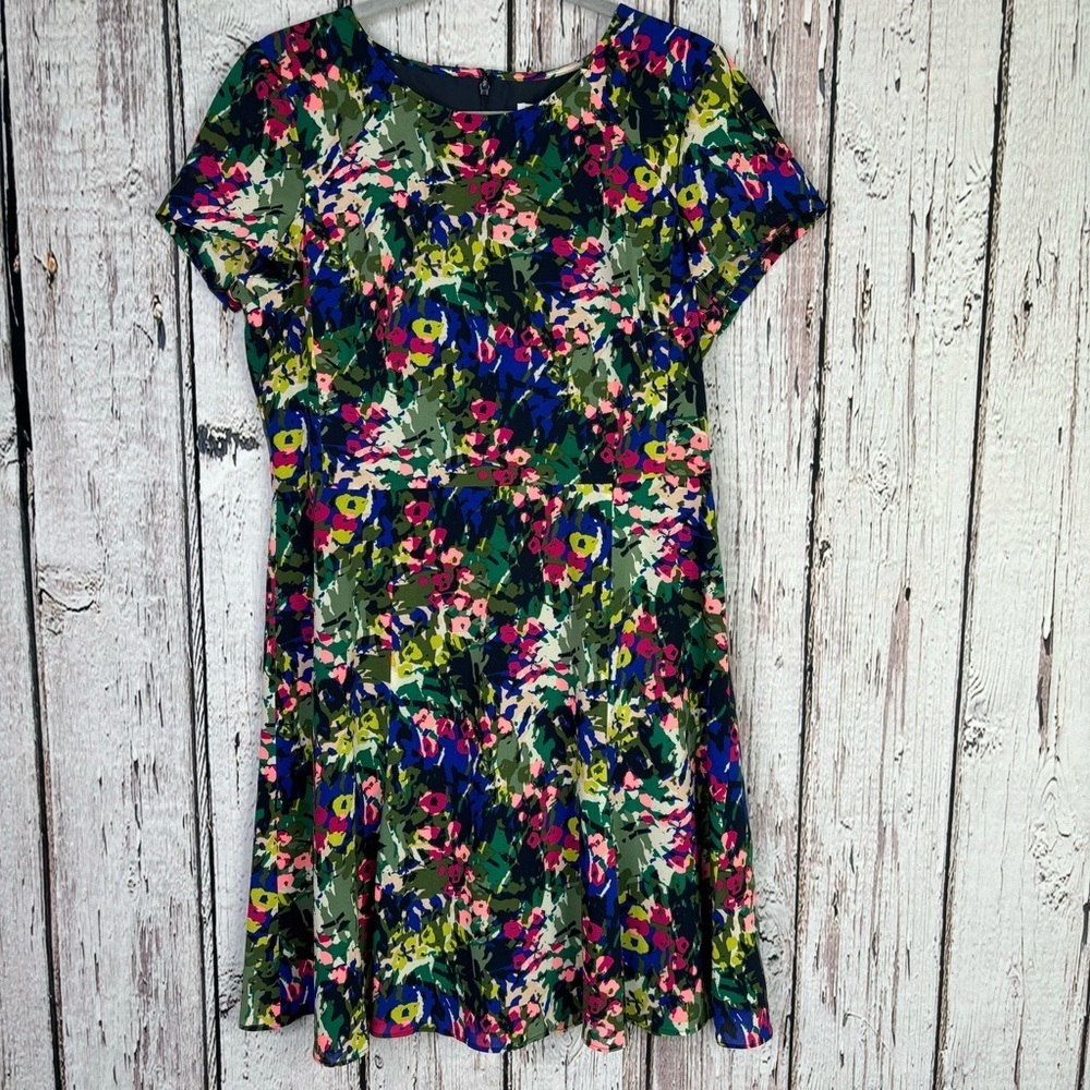 J. Crew (Factory) Fit & Flare A-Line Floral Dress Size 10 Lined *Small Flaws*